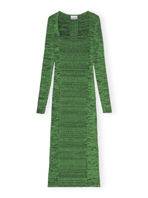 GANNI GREEN MELANGE KNIT DRESS