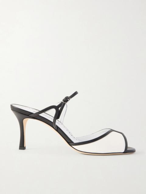 Manolo Blahnik Versari 70 Two-tone Leather Mules