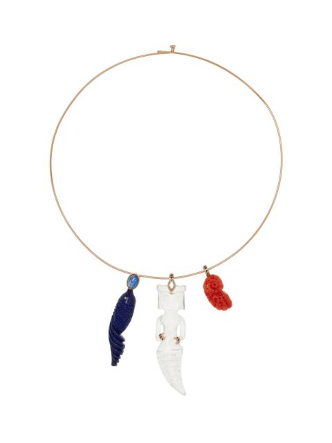 DEZSO Ocean King 18K Yellow Gold Charm Necklace multi