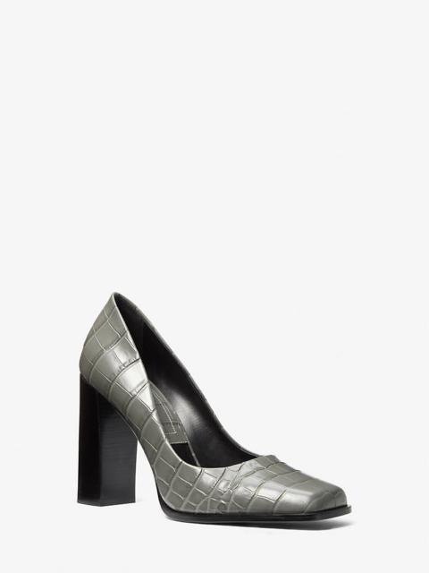MICHAEL KORS Jeanne Crocodile Embossed Leather Pump