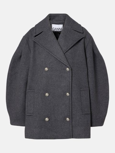 GANNI Oversized wool-blend peacoat