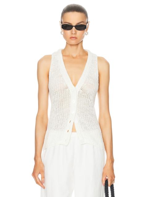 Enza Costa Linen Open Knit Vest