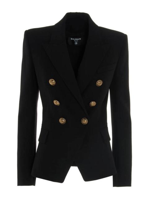 Balmain Black Wool Classic Double-Breasted Blazer Jacket