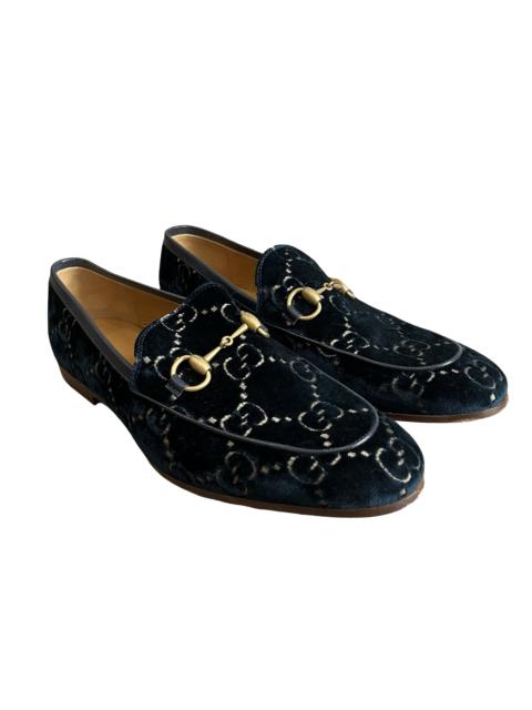 GUCCI Gucci Blue Velvet Monogram Horse-bit Loafers SZ 8.5