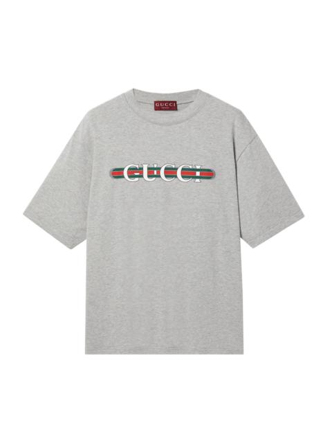 GUCCI Gucci Web Logo T-Shirt 'Grey Melange'