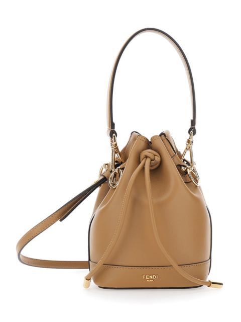 FENDI Fendi Women 'Mon Tresor Mini' Beige Handbag With Removable Shoulder Strap And Logo Lettering In Leat