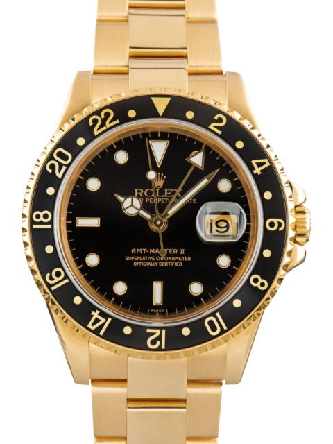 ROLEX Used Rolex GMT-Master II 18k Yellow Gold Ref 16718 Aluminum Bezel
