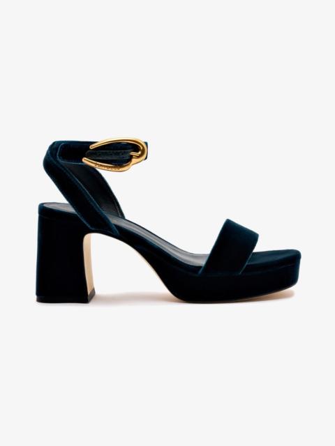 Larroudé Dolly Verona Low Sandal In Deepsea Velvet