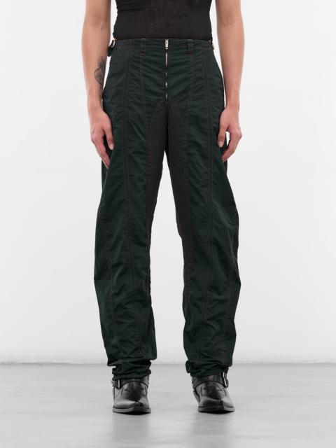 MUGLER Gray Satin Nylon Stitched Pants