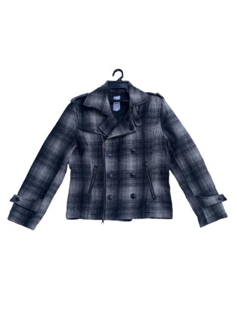Other Designers Semantic Design shadow plaid double breast biker jacket