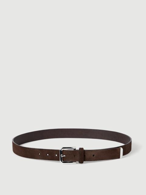 Brunello Cucinelli Reversed leather belt with square buckle and tip