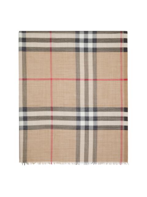 Burberry Beige Wide Check Wool Silk Scarf