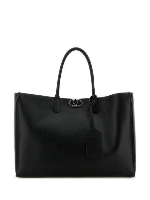 Valentino Black leather VLogo shopping bag
