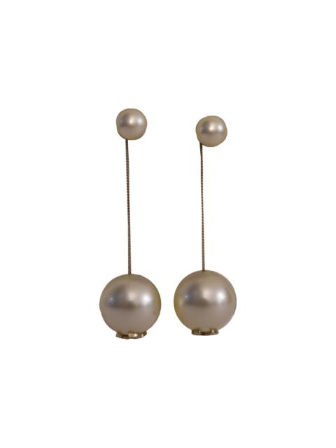 CHANEL Chanel CC Pearl Dangle Drop Earrings White