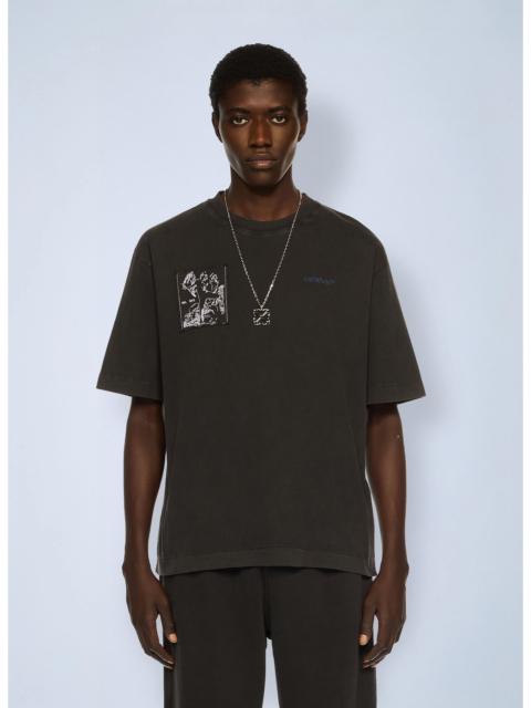 Off-White Off-White Men Faded Painting Skate Logo T-Shirt