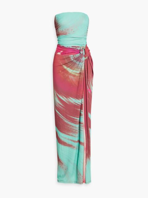 SIMKHAI Emma strapless printed stretch-jersey maxi dress