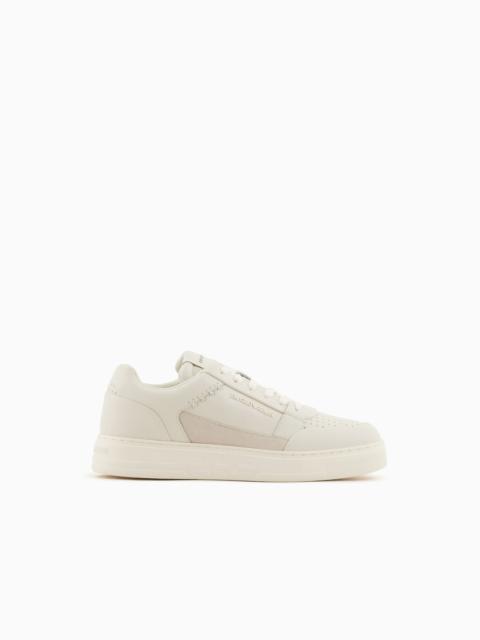 EMPORIO ARMANI ASV regenerated-leather sneakers with stitching details