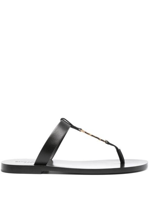 Saint Laurent Men Cassandre Leather Thong Sandals