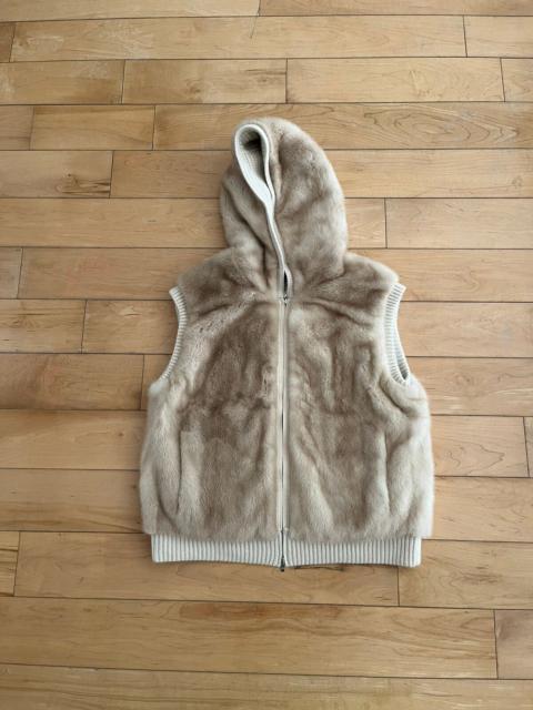 NWT - Loro Piana Mink & Baby Cashmere Reversible Hooded Vest
