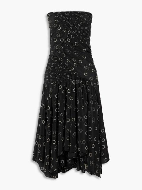 Isabel Marant Calliope strapless ruched printed silk midi dress