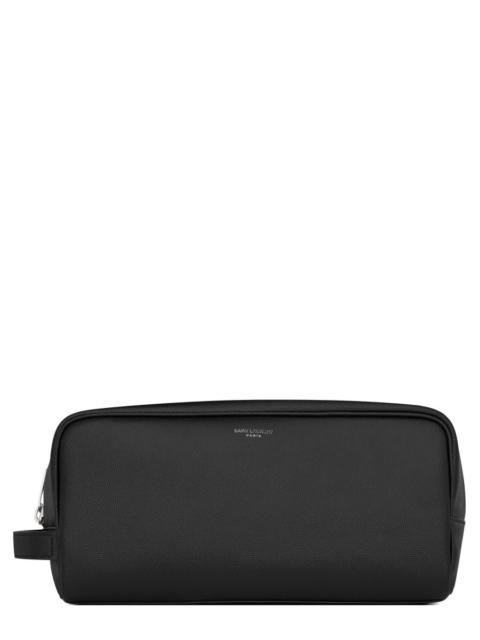 SAINT LAURENT BEAUTY CASE IN PELLE GRAIN DE POUDRE CON LOGO