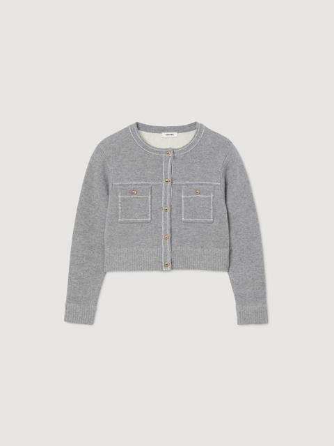 Sandro CARDIGAN WITH CONTRAST STITCHING