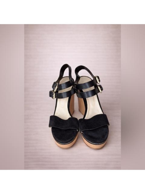 Chloé Chloe Black and Tan Wedge Sandals