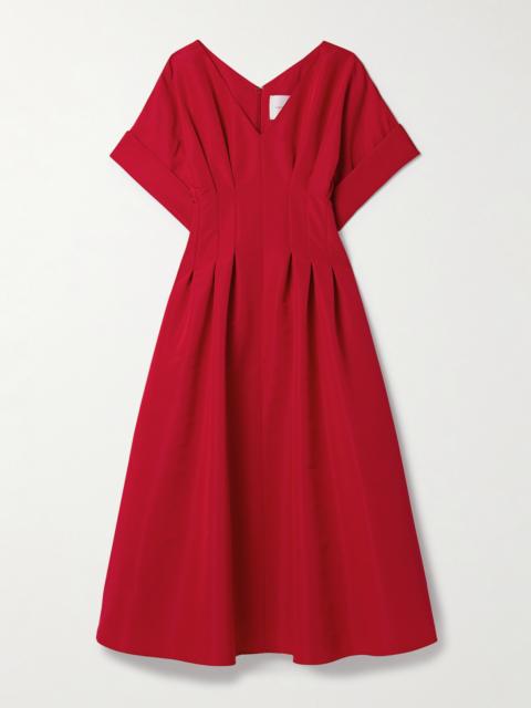CAROLINA HERRERA Pleated Silk-faille Midi Dress