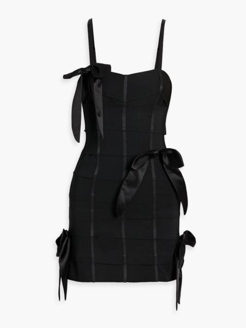 AREA Bow-detailed stretch-knit mini dress