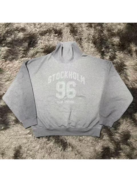 Acne Studios Acne Studios Oversized Turtleneck Sweatshirt Stockholm Printed Design In Gray