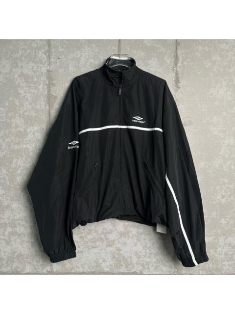 BALENCIAGA Balenciaga Black and White Striped 3B Embroidered Zip-Up Jacket