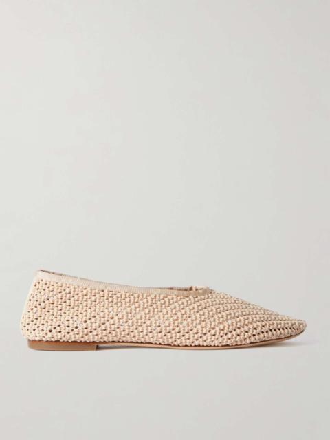Alba grosgrain-trimmed crocheted ballet flats Cream