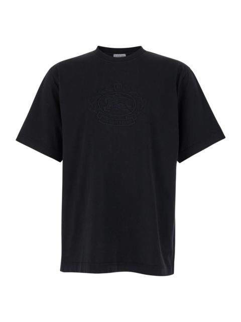 Burberry Burberry Men Black Boxy T-Shiirt With Tonal Equestrian Knight Embroidery In Cotton Man