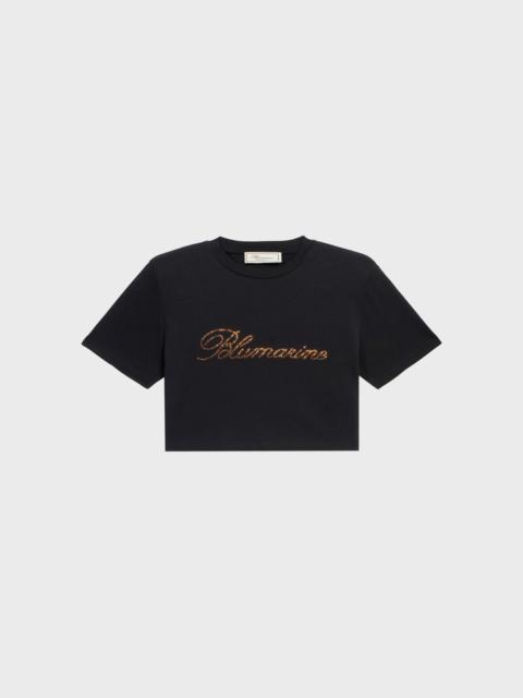 Blumarine CROPPED JERSEY T-SHIRT WITH EMBROIDERY