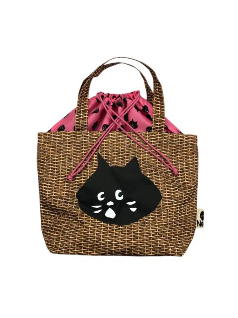 ISSEY MIYAKE Issey Miyake Ne-net Nya Cat Brown Tote Bag Plaited Mat Overprint One Size