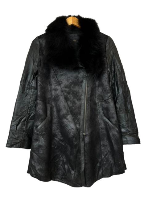 Other Designers If Six Was Nine - Arte Inter Gothic Punk Black Fur Leather Trench Coat Jacket