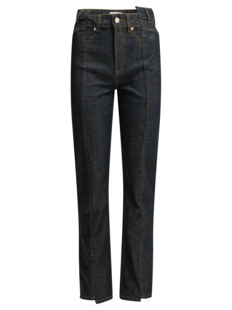 GANNI Ganni Fold Straight-leg Jeans Blue Women