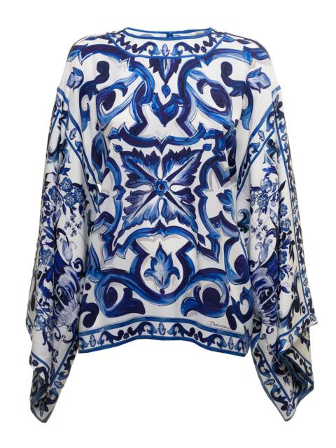 Dolce & Gabbana Dolce & Gabbana Women Dolce & Gabbana Woman's Maiolica Printed Silk Shirt Blouse