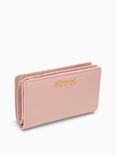 Gucci Pink Leather Wallet With Zip And Logo Women