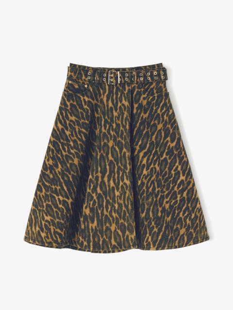 GANNI LEOPARD DENIM WRAP SKIRT