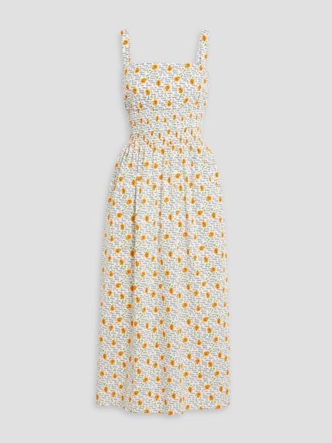 Other Designers Laura shirred printed cotton midi dress