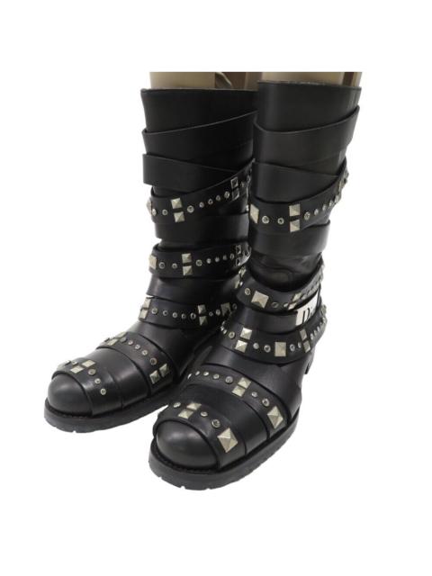 Dior Dior punk rivet bondage‑strap name‑plate chunky‑heel short boots