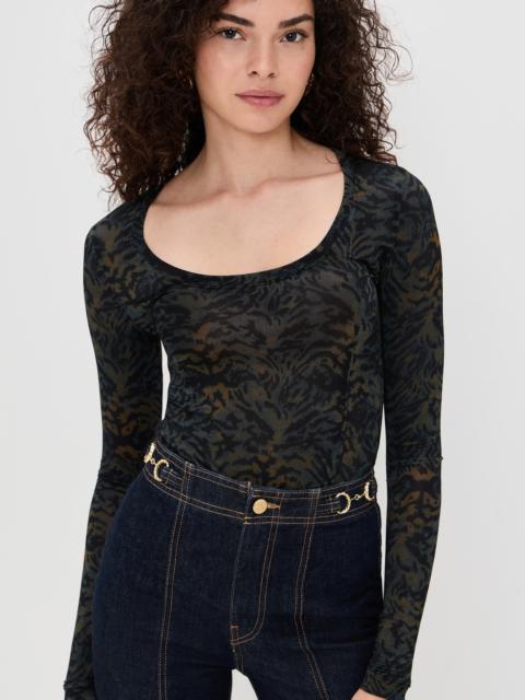 ULLA JOHNSON Aris Jersey Long Sleeve U-Neck Top