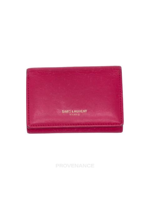 Other Designers Saint Laurent Paris SLP Key Card Wallet - Pink Leather