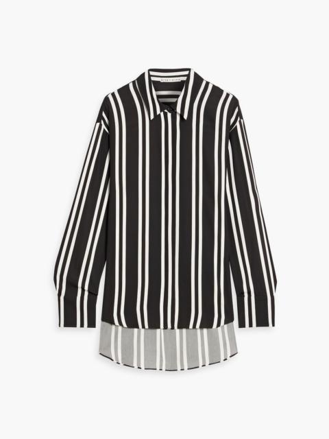 Alice + Olivia Dimitra striped crepe de chine shirt