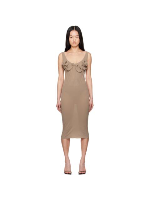 MAGDA BUTRYM Beige Flower Bustier Midi Dress