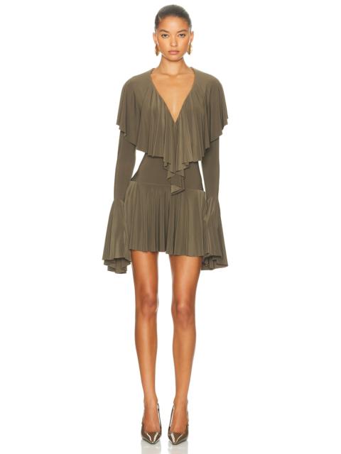 NORMA KAMALI for FWRD Long Sleeve Deep V Ruffle Mini Dress