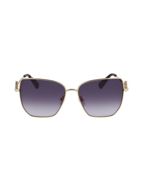 Longchamp Longchamp 58mm Gradient Rectangular Sunglasses in Gold/Gradient Smoke at Nordstrom