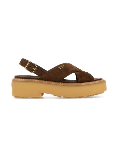 Prada Brown Suede Sandals