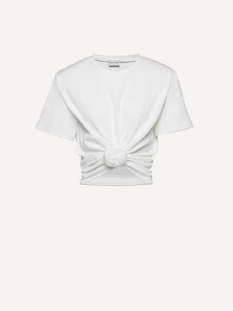 MAGDA BUTRYM Knotted ribbed t-shirt in cream